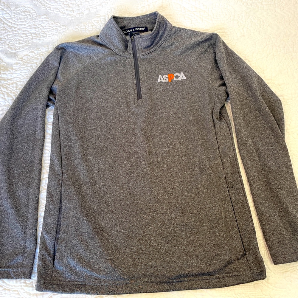ASPCA mock neck pullover sweater half zip gray small